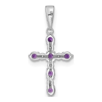 14K White Gold 1/20 ct tw Amethyst & Diamond Cross Pendant – view 5