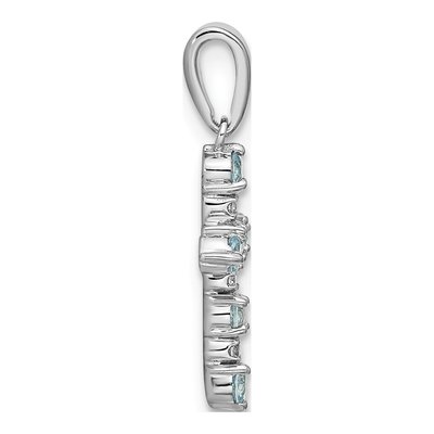 14K White Gold 1/20 ct tw Aquamarine Diamond Cross Pendant – view 2