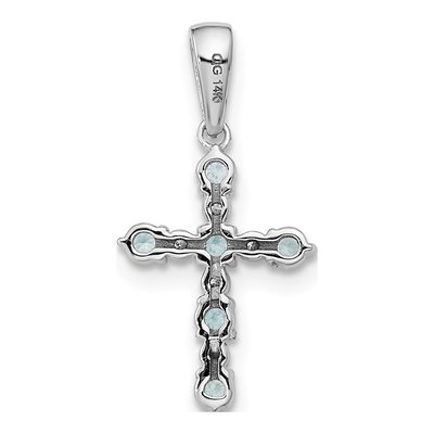 14K White Gold 1/20 ct tw Swiss Blue Topaz & Diamond Cross Pendant – view 4