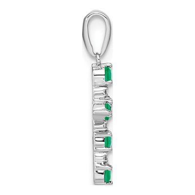 14K White Gold 1/20 ct tw Emerald Cross Pendant – view 2
