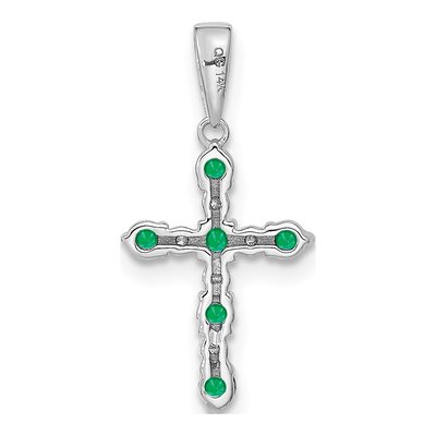 14K White Gold 1/20 ct tw Emerald Cross Pendant – view 3