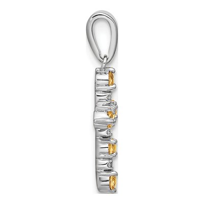 14K White Gold 1/20 ct tw Citrine Diamond Cross Pendant – view 2