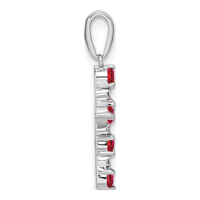 14K White Gold 1/20 ct tw Ruby Cross Pendant – view 2