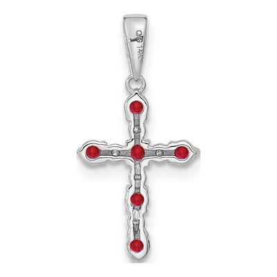 14K White Gold 1/20 ct tw Ruby Cross Pendant – view 3