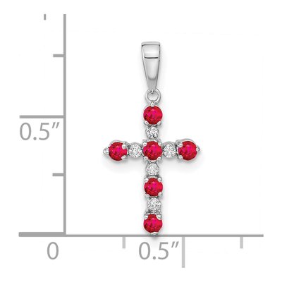 14K White Gold 1/20 ct tw Ruby Cross Pendant – view 4