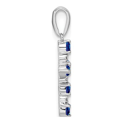 14K White Gold 1/20 ct tw Sapphire Diamond Cross Pendant – view 2