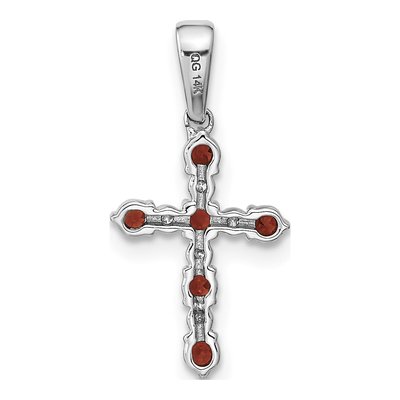 14K White Gold 1/20 ct tw Garnet & Diamond Cross Pendant – view 3