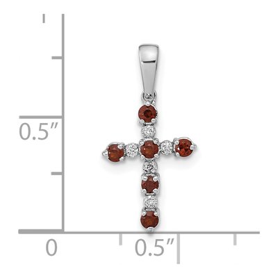 14K White Gold 1/20 ct tw Garnet & Diamond Cross Pendant – view 4