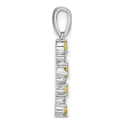 14K White Gold 1/20 ct tw Peridot Diamond Cross Pendant – view 2