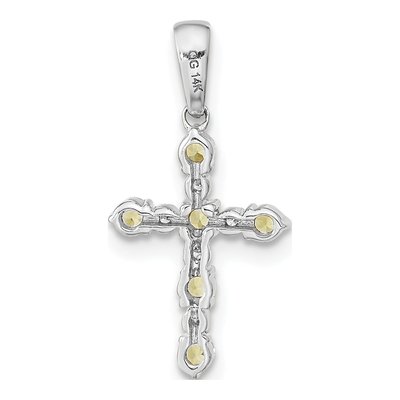14K White Gold 1/20 ct tw Peridot Diamond Cross Pendant – view 3