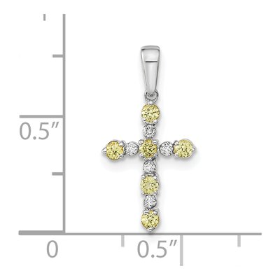 14K White Gold 1/20 ct tw Peridot Diamond Cross Pendant – view 4