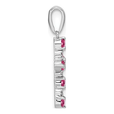 14K White Gold 1/20 ct tw Pink Tourmaline Diamond Cross Pendant – view 2