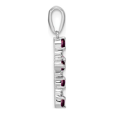 14K White Gold 1/20 ct tw Rhodolite Garnet Diamond Cross Pendant – view 2