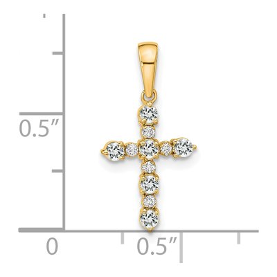 14K Yellow Gold 1/20 ct tw Topaz Diamond Cross Pendant – view 4