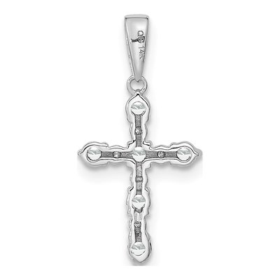14K White Gold 1/20 ct tw Topaz Diamond Cross Pendant – view 3