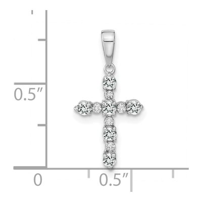 14K White Gold 1/20 ct tw Topaz Diamond Cross Pendant – view 4