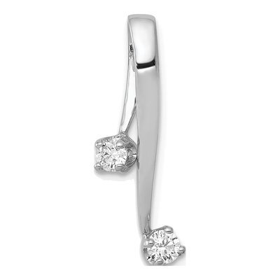 14K White Gold 1/5 ct tw Diamond Two-Stone Slide Pendant
