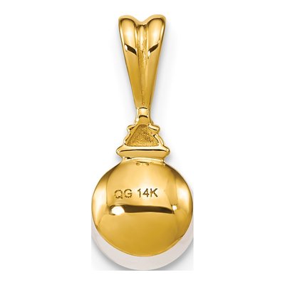 14K Yellow Gold Freshwater Cultured Pearl & Diamond Round Pendant – view 4