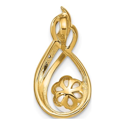 14K Yellow Gold Freshwater Cultured Pearl & Diamond Round Pendant – view 4