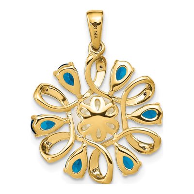 14K Yellow Gold London Blue Topaz & Freshwater Cultured Pearl Button Pear Pendant – view 4