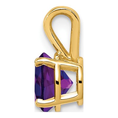14K Yellow Gold Amethyst Round Pendant – view 2