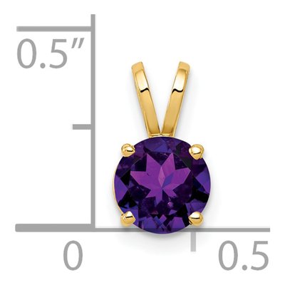 14K Yellow Gold Amethyst Round Pendant – view 3