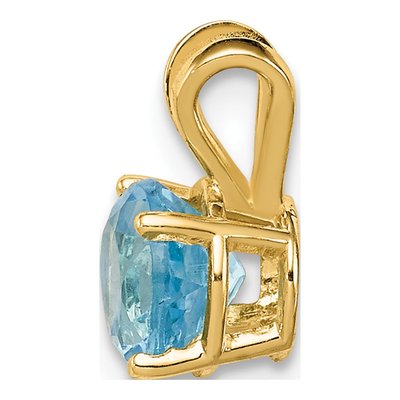 14K Yellow Gold Swiss Blue Topaz Round Pendant – view 2
