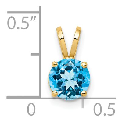 14K Yellow Gold Swiss Blue Topaz Round Pendant – view 3