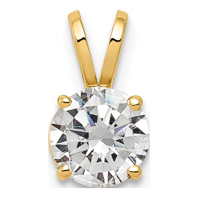 14K Yellow Gold CZ Round Pendant