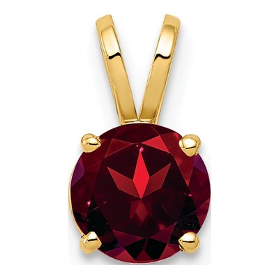 14K Yellow Gold Garnet Round Pendant