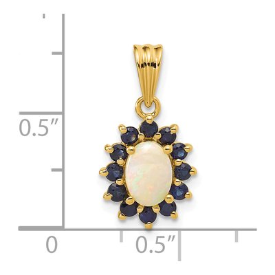 14K Yellow Gold Sapphire & Opal Halo Pendant – view 4