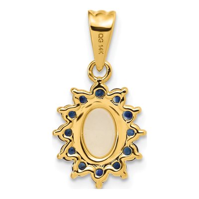 14K Yellow Gold Sapphire & Opal Halo Pendant – view 5