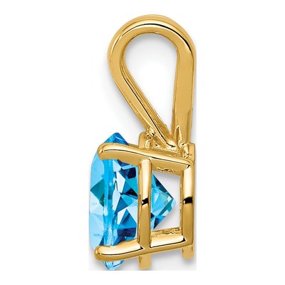 14K Yellow Gold Swiss Blue Topaz Round Pendant – view 2