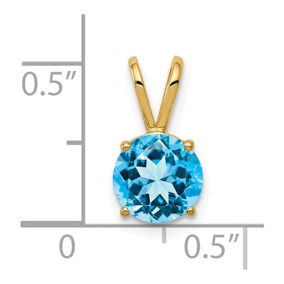 14K Yellow Gold Swiss Blue Topaz Round Pendant – view 3