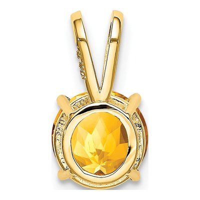 14K Yellow Gold Citrine Round Pendant – view 4