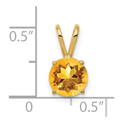 14K Yellow Gold Citrine Round Pendant – view 5