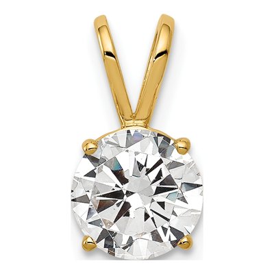 14K Yellow Gold CZ Round Pendant