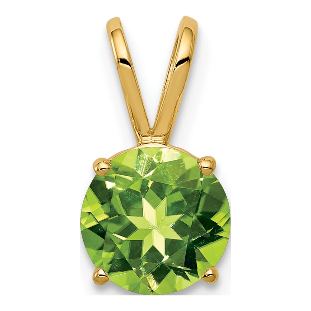 14K Yellow Gold Peridot Round Pendant