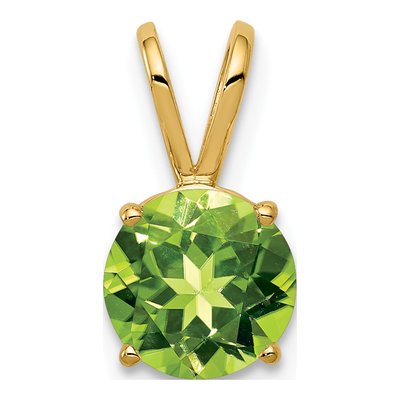 14K Yellow Gold Peridot Round Pendant