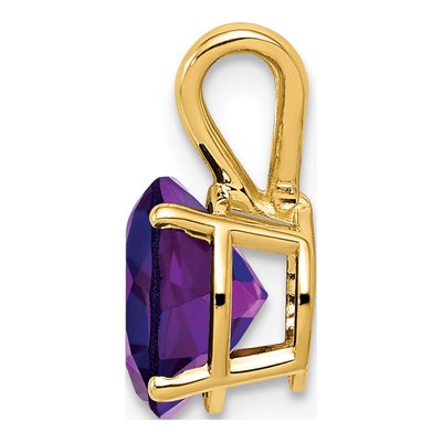 14K Yellow Gold Amethyst Round Pendant – view 3