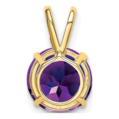 14K Yellow Gold Amethyst Round Pendant – view 4