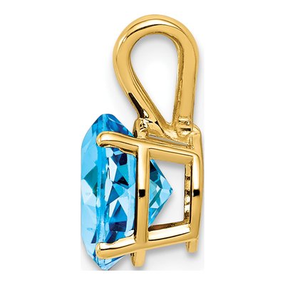 14K Yellow Gold Swiss Blue Topaz Round Pendant – view 2
