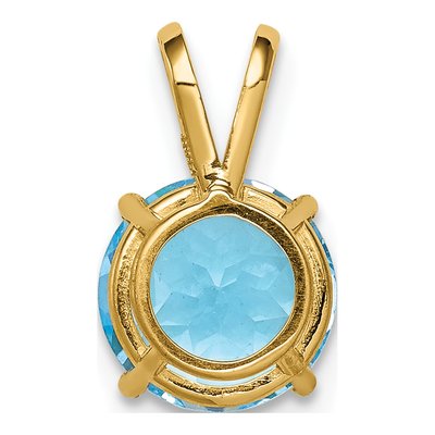 14K Yellow Gold Swiss Blue Topaz Round Pendant – view 3
