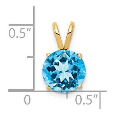 14K Yellow Gold Swiss Blue Topaz Round Pendant – view 4