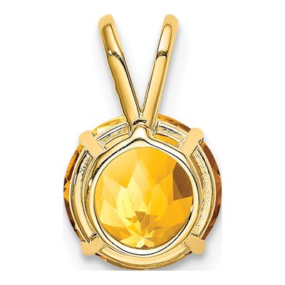 14K Yellow Gold Citrine Round Pendant – view 4