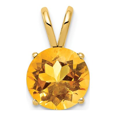 14K Yellow Gold Citrine Round Pendant