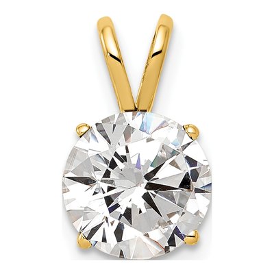 14K Yellow Gold CZ Round Pendant