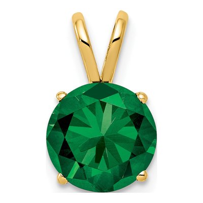 14K Yellow Gold Lab-Created Helenite Round Mount St Helens Pendant