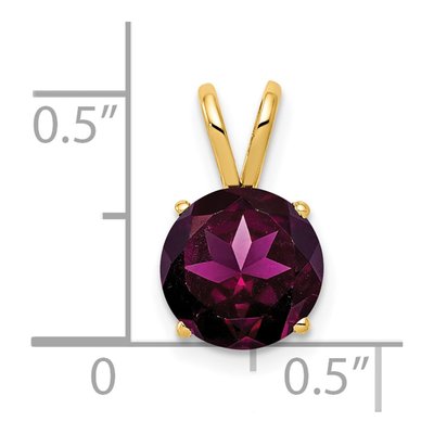 14K Yellow Gold Rhodolite Garnet Round Pendant – view 2
