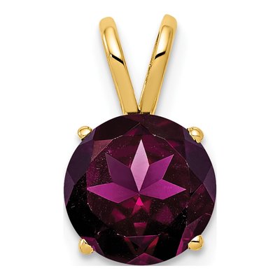 14K Yellow Gold Rhodolite Garnet Round Pendant